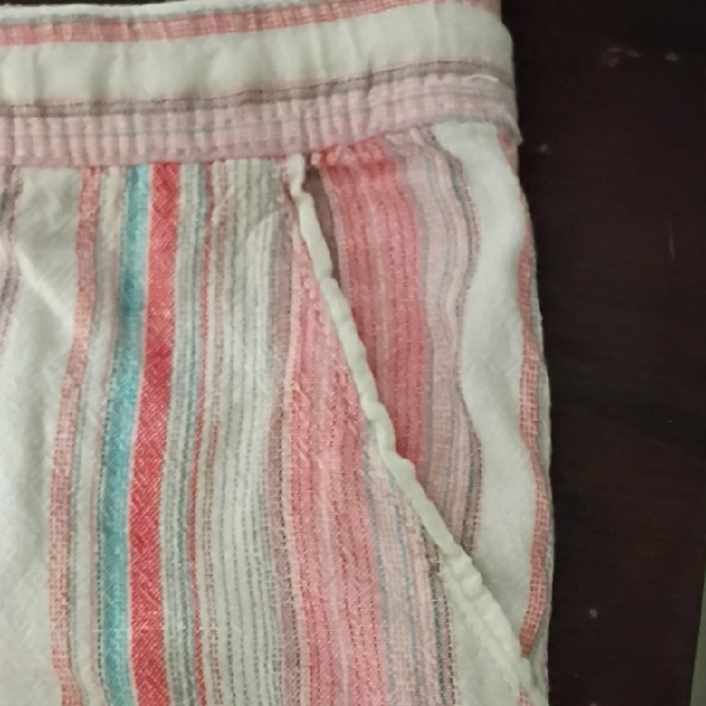 Women's Pink Striped Drawstring Bermuda Shorts - Picture 3 of 5